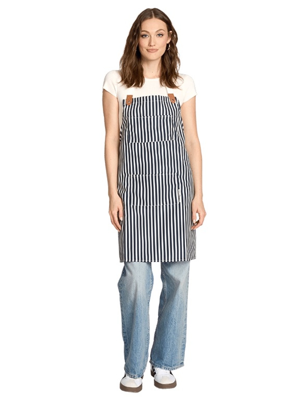 Business & Pleasure Co. Lauren's Navy Stripe Apron Cooking Baking Chef Kitchen